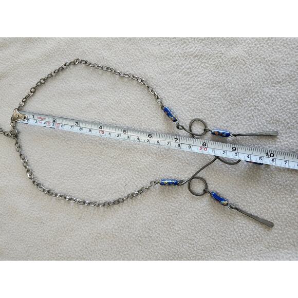 Artisan Handmade Sterling? Tribal Necklace Chandelier Dangle Blue Bead - Picture 7 of 9